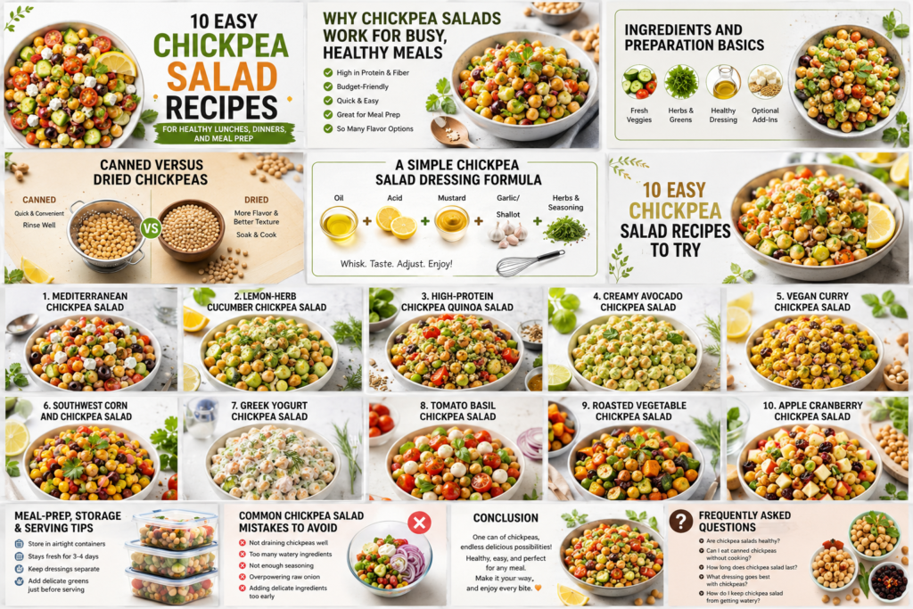 10 Easy Chickpea Salad Recipes for Healthy Lunches, Dinners, and Meal Prep